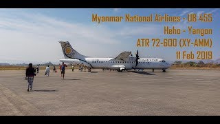 Myanmar National Airlines UB455  Heho to Yangon  ATR 72600 XYAMM [upl. by Notrom493]