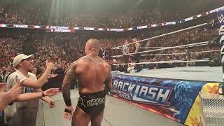 RANDY ORTON amp KEVIN OWENS WWE BACKLASH LYON ENTRANCE  HUGE POP amp CROWD SING  RINGSIDE wwe france [upl. by Buote]