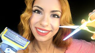 ASMR Barbershop Roleplay 💈 Shave Trim amp Haircut Soft spoken Face Touching amp Personal Attention [upl. by Ameehsat47]