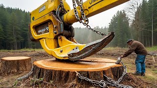 Extreme Dangerous Fastest Big Chainsaw Cutting Tree Machines  Monster Stump Removal Excavator 75 [upl. by Eldwin]