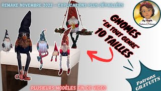 COUTURE FACILE POUR NOEL  GNOME OU LUTIN en tout genre  Patron gratuit  10 tailles REMAKE 2022 [upl. by Anemolif]