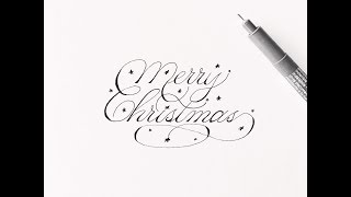 how to write merry christmas  cursive fancy letters for beginners [upl. by Yvonne]