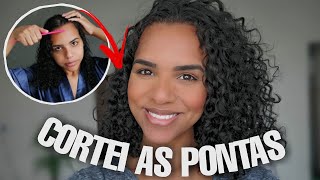 COMO EU CORTO AS PONTAS DO MEU CABELO CACHEADO SOZINHA [upl. by Metsky]