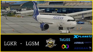 XPlane 12  Toliss A320NEO  full flight  Aegean  Corfu to Samos [upl. by Oicelem]