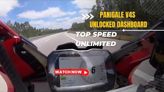 Ducati Panigale V4 S Top Speed Onboard  PURE SOUND  DASHBOARD UNLIMITED [upl. by Enomor685]