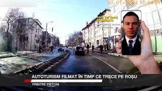 Autoturism filmat în timp ce trece pe roșu printre pietoni [upl. by Fairley]