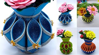 4 Types Of Flower Vase  Foam sheet craft ideas home decoration  Beautiful craft ideas [upl. by Harvey]