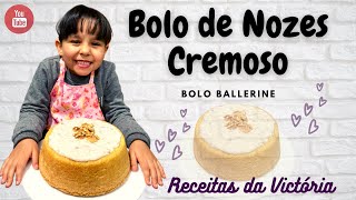 MELHOR RECHEIO DE NOZES  BOLO DE NOZES CREMOSO  BOLO BALLERINE NOZES [upl. by Ydnim]