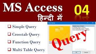 Query in Access  Lecture 4  Queries in ms access in Hindi [upl. by Notxarb]