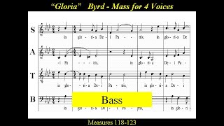 William ByrdMass for 4 Voices  Gloria Domine Deus  Bass [upl. by Kinelski]