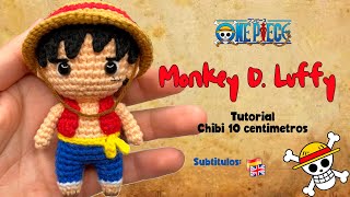 Luffy amigurumi chibi one piece free tutorial pattern español  english [upl. by Orvas]