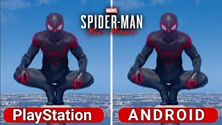 SpiderMan Miles Morales PS5 vs Android  Combat amp Swinging Comparison [upl. by Notsehc244]