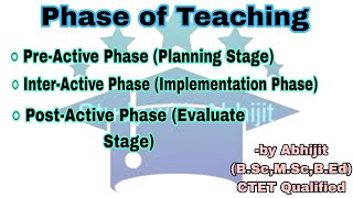 Phase of Teaching  Pre  Inter amp Post  Active Phase  Teaching amp Learning  2nd sem BEd notes [upl. by Carolus]