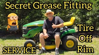 John Deere S100 First Service Tire Repair Replace Blades Secret Grease Fitting Revealed [upl. by Avid]