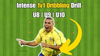 Intense 1v1 Dribbling Soccer Football Drill For U8  U9  U10 ⚽️ [upl. by Ecilahs]