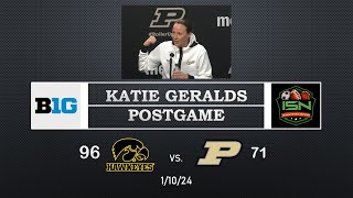 Purdues WBB Coach Geralds Post Game Press Conference After 9671 Loss to 3 Iowa [upl. by Melly]