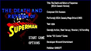 The Death and Return of Superman SEGA Genesis Soundtrack in QUAD HD amp 320 KBPS [upl. by Catrina910]