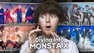 DIVING INTO MONSTA X Dramarama Alligator Follow Rush Hour  Music Video Reaction [upl. by Hinkle553]