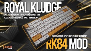 BUDGET THOCK Royal Kludge RK84 Unboxing Review and Mod  Gateron Pro Milky Yellows  denkidesks [upl. by Norha]