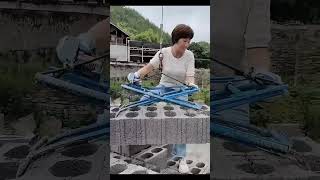 Satisfying Process Of Simple Clamp Tool Holding And Loading Porous Concrete Bricks [upl. by Niobe]