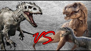 Indominus Rex vs Tyrannosaurus Rex amp Velociraptor  SPORE [upl. by Nyleahs817]