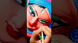 Durga face painting 🎨 how to colour painting durga 🎨durgapuja shorts agomoni trending art [upl. by Lyckman]