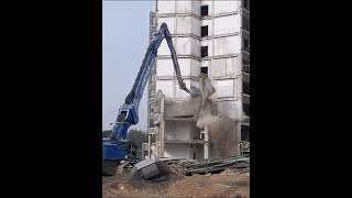 The Astonishing Power of an Excavator Tearing Down a HighRise Building demolition shorts [upl. by Aissac]