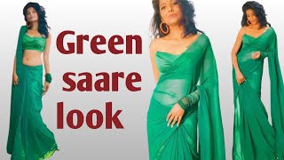 Green saare look  how to style  simple draping  how to look [upl. by Rivi]