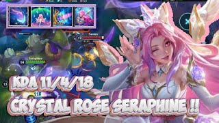 11 KILL  CRYSTAL ROSE SERAPHINE FULL GAMEPLAY  WILD RIFT BUILD  RUNES [upl. by Laurentium890]