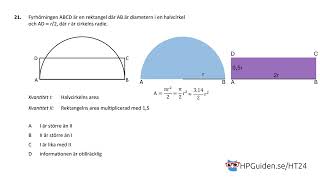 Högskoleprovet KVA uppgift 21 från höstens högskoleprov 2024 provpass 1 kvantitativ del [upl. by Dolores]