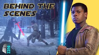 Kylo Ren vs Finn amp Rey Behind the Scenes Edit  Star Wars The Force Awakens Lightsaber Duel [upl. by Ariamo]