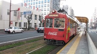 とさでん交通 高知城前 はりまや橋方面への電停 600形電車 201412 [upl. by Ayhdiv]