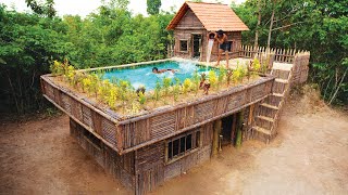 Built Most Beautiful Forest Wooden Houses with Garden and Swimming Pool [upl. by Yor156]