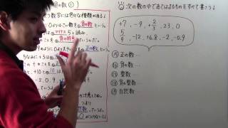 【中1 数学】中11 正の数・負の数①（自然数・整数） [upl. by Sezen]