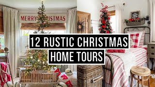 12 Antique Farmhouse Christmas Home Tours  Music Only [upl. by Kabab]