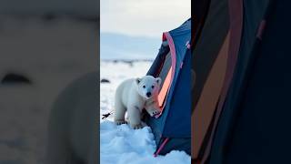 The camera recorded the scene of a lost bear cub asking for human help polarbear [upl. by Canon484]