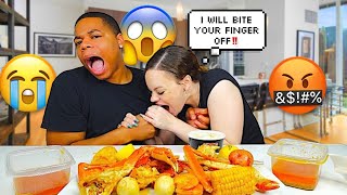 SAYING quotIM NOT HUNGRYquot THEN EATING MY GIRLFRIENDS FOOD  SNOW CRAB SEAFOOD BOIL MUKBANG [upl. by Terza]