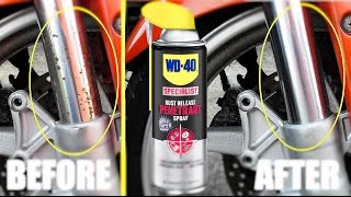 clean rusty fork shocks WD40 method [upl. by Mhoj]