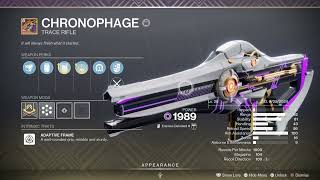 Destiny 2 Crafting Personal God Roll Chronophage [upl. by Suzy]