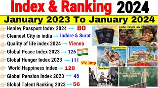 Index 2024 Current Affairs  India Rank in Various Index 2024  Index amp ReportsCurrent Affairs 2024 [upl. by Steinway]