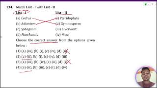 Match List I with ListII List  I List  II a Cedrus i Pteridophyte b Adiantum ii Gymnosperm [upl. by Notserk663]