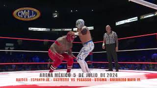 CMLL  RAIDER  ESPANTO JR  OKUMURA VS PEGASSO  STIGMA  GUERRERO MAYA JRARENA MÉXICO050724 [upl. by Bidget]