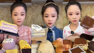 CHINESE MUKBANG SWEET FOODCAKEROLL LAYERMOCHILAVA CHOCOCREAM PUFFXiao Yu Mukbang EATING SHOW [upl. by Harlene]