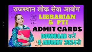 RPSC Librarian admit card download 2023  RPSC PTI Recruitment Admit Card Download karen [upl. by Nadab]