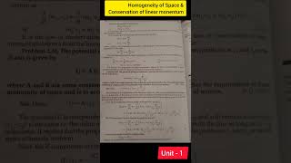 Homogeneity of Space amp Conservation of Linear Momentum  Unit  1st  BSc 1st Year  PUChd [upl. by Kellina727]