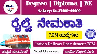 Railway Recruitment 2024  RRB Jobs  Karnataka Government Jobs 2024 [upl. by Otilopih]