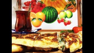 2 Peynirli Krep Tarifi  2 Cheese Breakfast Pancake Recipe English subtitles [upl. by Enomar]