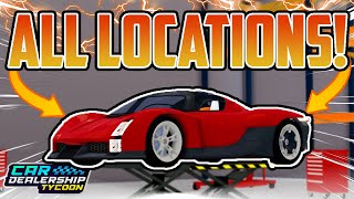 ALL 14 PART LOCATIONS For The New CAR FACTORY HUNT In Car Dealership Tycoon Easy Walkthrough [upl. by Annaerda]