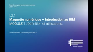 Introduction au BIM Module 1 Définitions et utilisations [upl. by Ybor80]