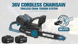 UKWS8303 WESCO 36V Cordless Chainsaw [upl. by Eboh]